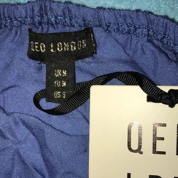 𝅺QED LONDON embroidered eyelet bell sleeves off shoulder or not blue NEW size S - Picture 3 of 7